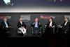 CinemaCon “Globally Speaking” panel (L-R): Michael O’Leary, moderator, president & CEO, Cinema United; Jeff Goldstein, president, global distribution, Warner Bros.; Mark Viane, president, international distribution, Paramount Pictures; Alejandro Ramirez M